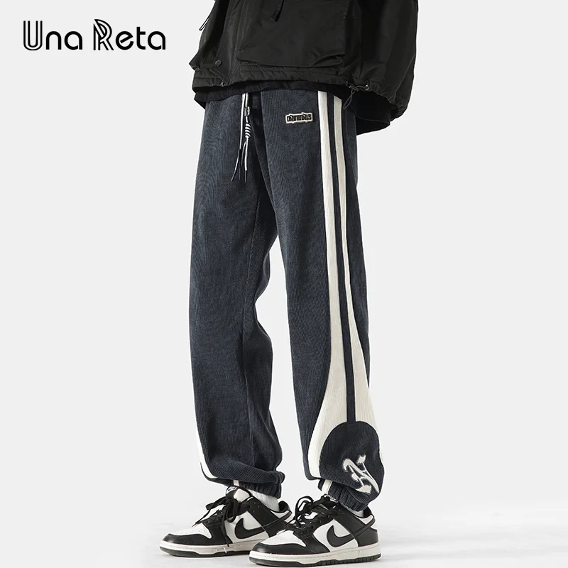 

Una Reta Man Pants Harajuku Hip Hop Color Stitching Pants Men Sweatpants Fashion Elastic Waistline Sweatpants Couple Trousers