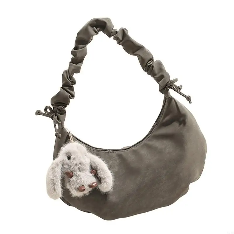 

Practical PU Shoulder Bag For Women Modern Crossbody Purse with Pendant