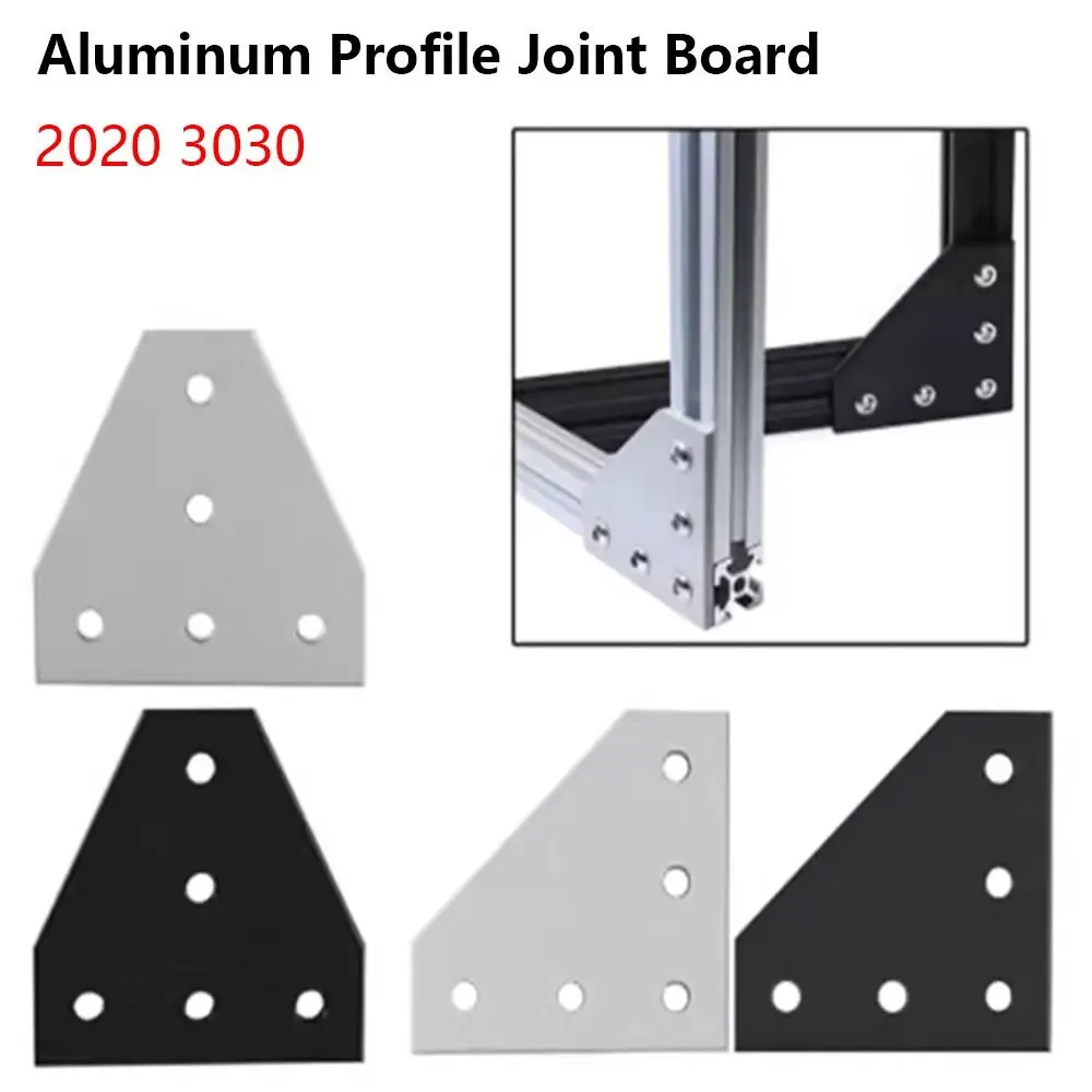 1Pcs 5 Hole Aluminum Profile Joint Board Aluminum Alloy Black Silver Corner Angle Bracket Oxidized Painted 90 Degree
