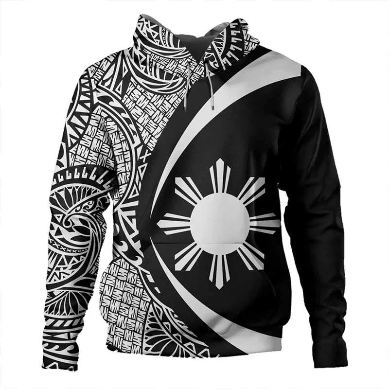 Philippines Filipinos Polynesian Tattoo Lapu Lapu Sun Tribal 3D Printing Hoodies For Men Kid Fashion Hooded Hoody Pullovers