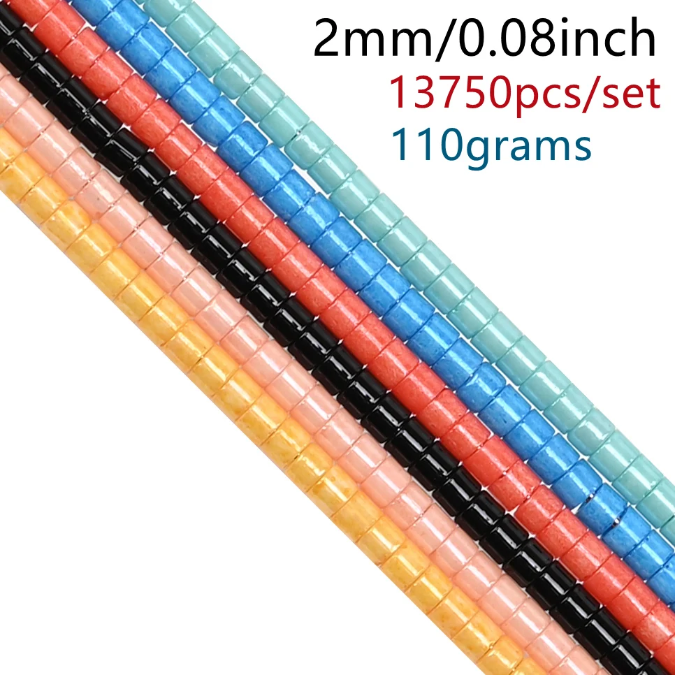 13750 Stück/Set 2 mm große japanische Glasperlen, zylindrische Perlen für die Schmuckherstellung, Halskette, Armband, DIY-Zubehör, 11 Farben – Detail 4