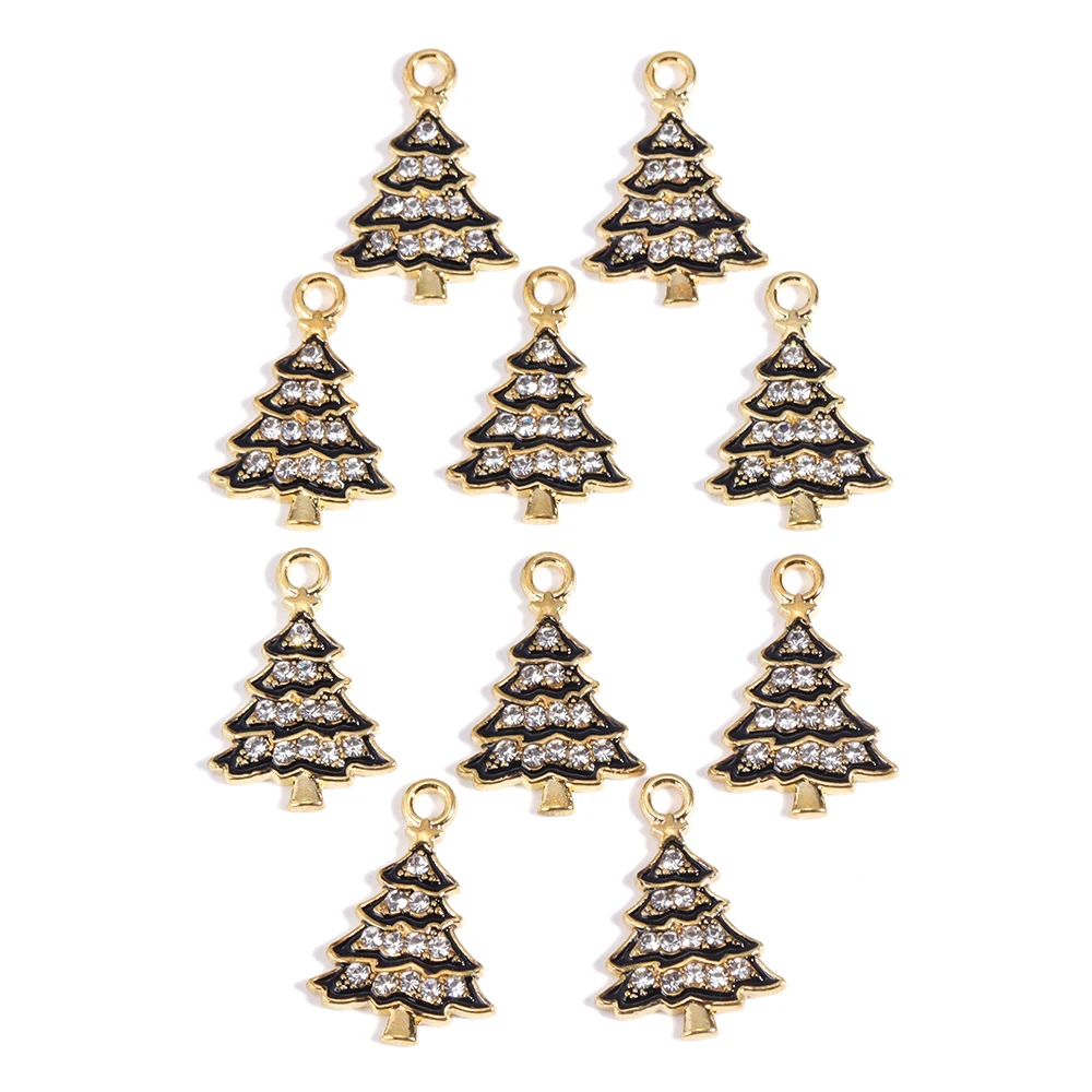 10 Stück schöne grüne Weihnachtsbaum Emaille Legierung Anhänger für Weihnachtsfeier Schmuck Ohrringe Halskette DIY handgemachten Schmuck Handwerk – Detail 5