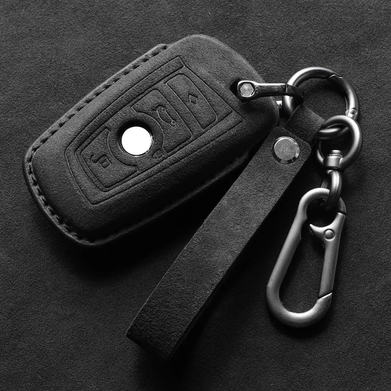 For BMW 3 5 7 Serial 520 530 540 320 325 330 340 X3 X5 X6 Suede Car Key Case Shell Sleeve Cover Keychain Keyring Car Accessories