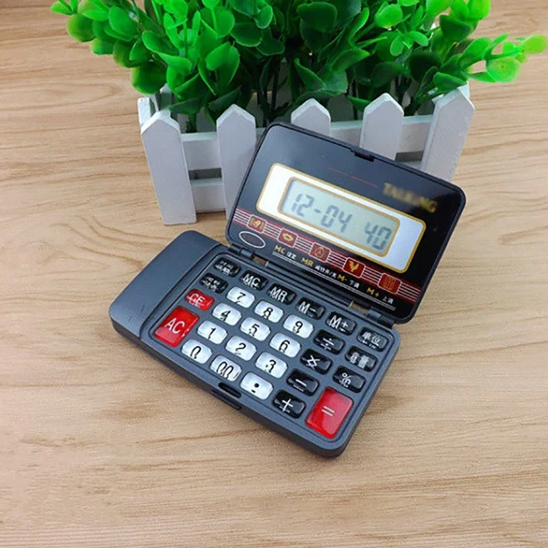 Electronic Folding Calculator Portable Scientific Calculate Commercial Count 8 Digit Large Display With Time, Alarm, Calendar