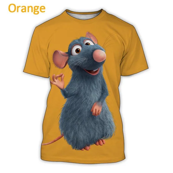 2024 New Hot Selling American Cartoon Ratatouille Remy 3D Printing Men\'s Short-sleeved T-shirt