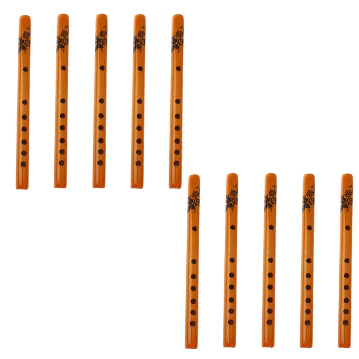 

10-Pack Chinese Traditional 6-Hole Bamboo Flute Recorder Clarinet Student Musical Instrument Wood Color