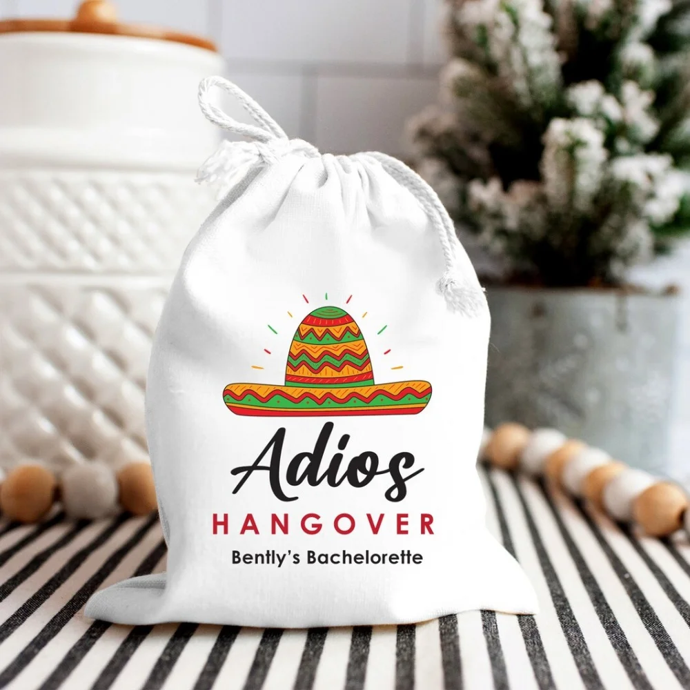 Adios Hangover-Bachelorette Party-Hangover Kit Bags-Hangover Recovery Kit-Custom Gift-Mexico Survival Kit-Cabo Cancun Favor Bag