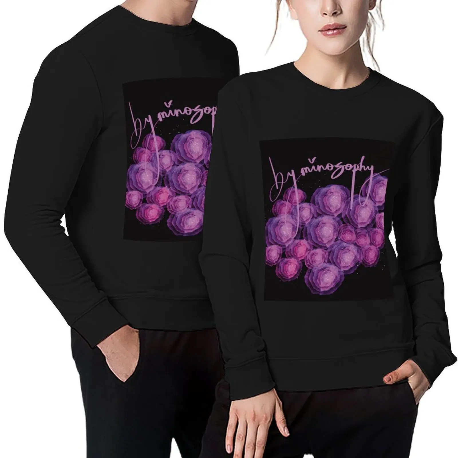 

purple and pink roses Pullover men's autumn clothes men clothing men clothes autumn sweatshirt