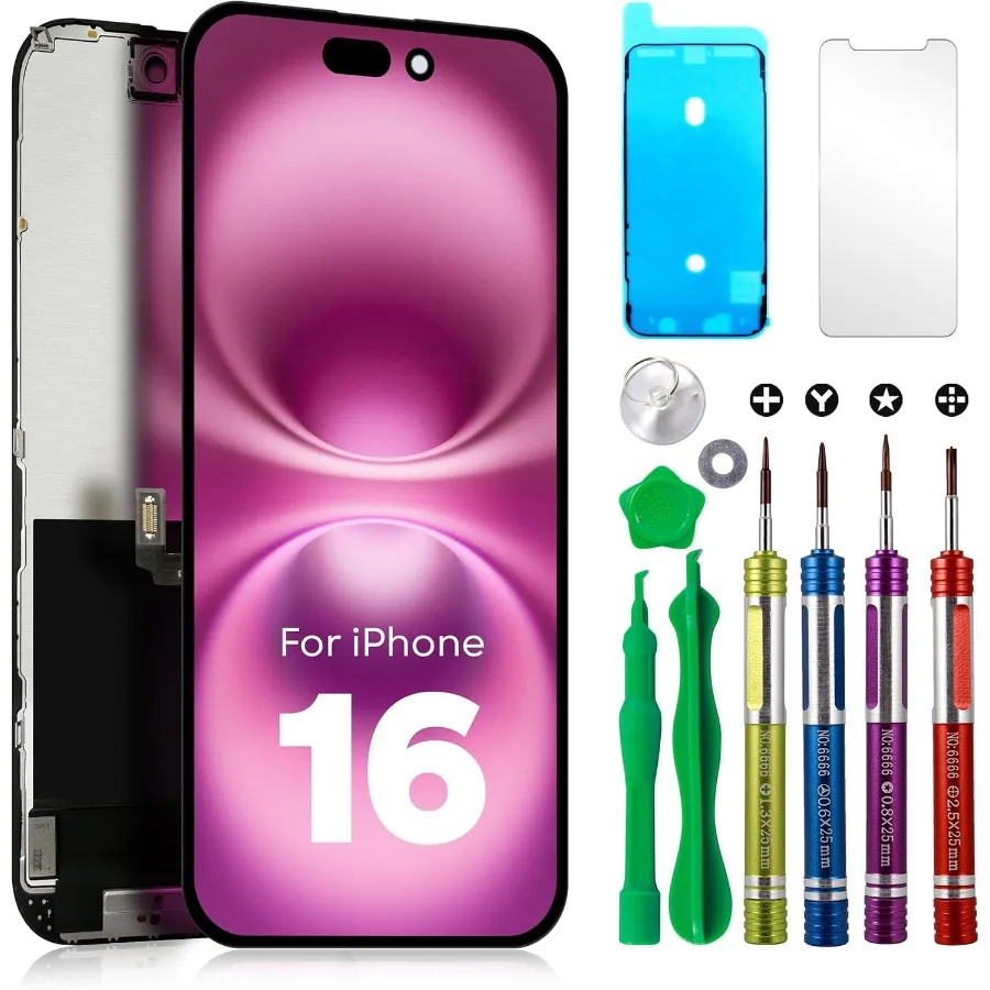 

Замена ЖК-экрана для iPhone 16, модель A3287 A3081 A3286 A3288, 6,1-дюймовый сенсорный экран, дигитайзер, рамка в сборе, ремонт