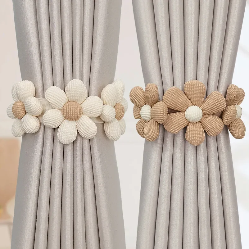 Flower Curtain Strap Japanese Style Woven Curtain Drawstring Rope Cartoon Flower Curtain Buckle Flower Tassel Curtain Tieback