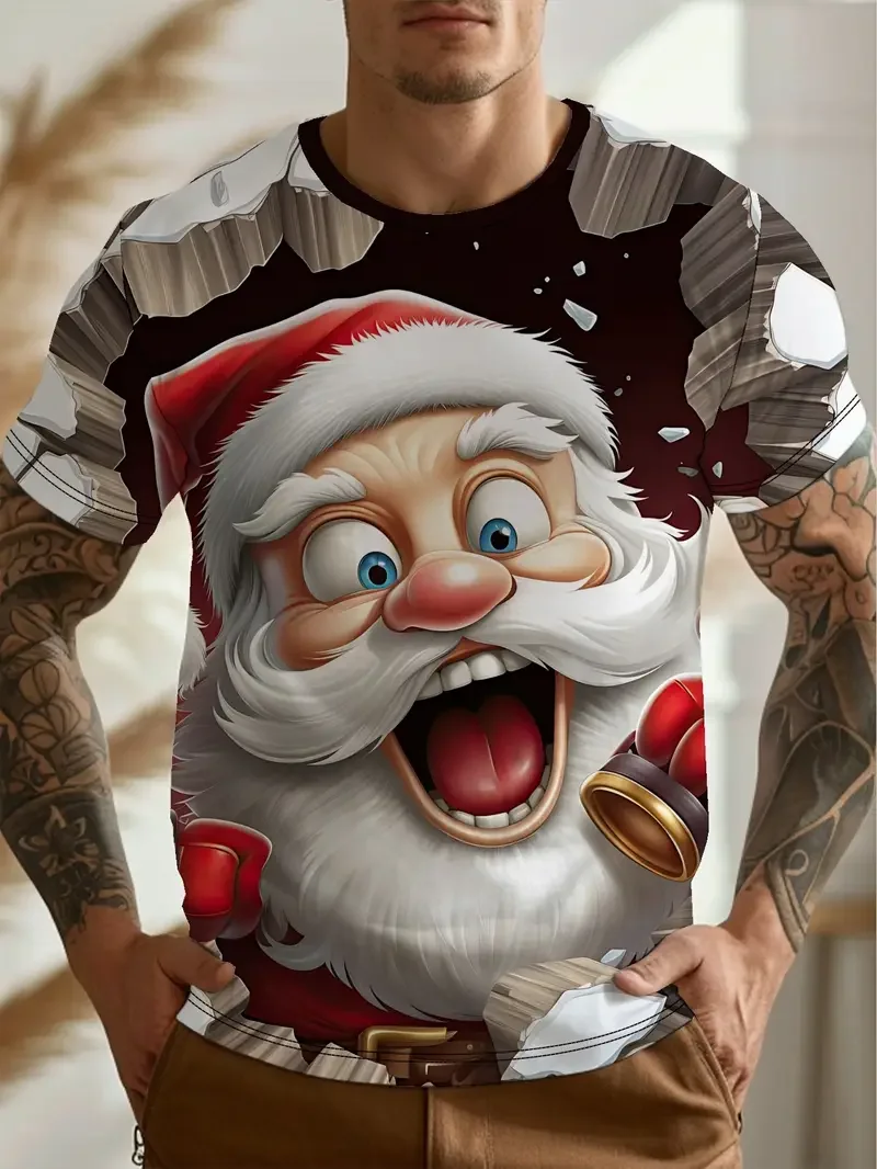 

Men's Sports Jersey Santa Claus Christmas Short Sleeve T-Shirt Summer Graphic Tee Women's Sport T-Shirt Tops Merry Christmas