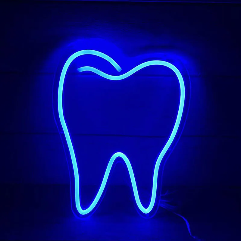 Custom Tooth Neon Sign Light LED Dentist Clinic Sale Shop Window Wall Door Hanging Flex Transparent Acrylic Business Decoration