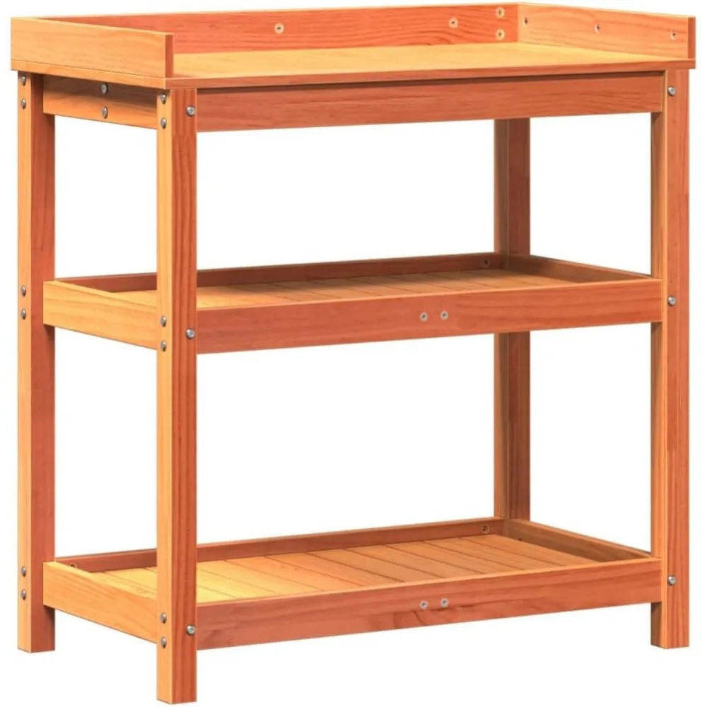 

Rustic Solid Wood Potting Table with Storage Shelf | 32.5 X 17.7 X 34.1 in Ideal for Gardening and Planting Tasks Durable Pine