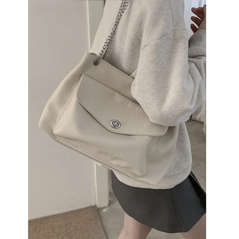 

Корейская большая сумка-тоут Capaci, женская новинка 2023, модная пригородная сумка на одно плечо, повседневная мягкая сумка из искусственной кожи