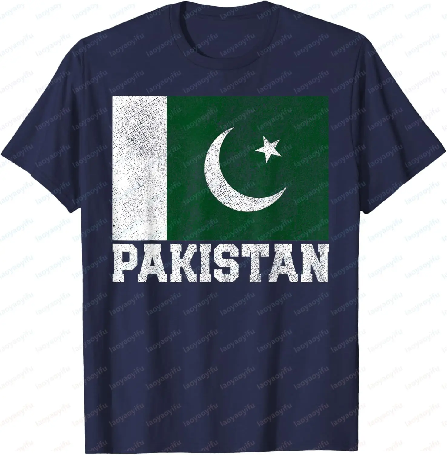 Retro Style Pakistan Flag Pride Graphic Printed Classics T-Shirt Short Sleeve Casual Fashion Breathe Comfort Soft Man Clothing