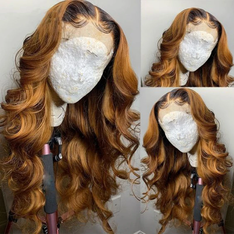 

26inch 180Density Ombre Blonde 5x5 Silk Base Body Wave Preplucked Jewish Human BabyHair HDLace Wig European Hair Glueless