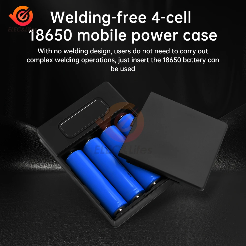 5V 2A 10W 4*18650 Battery Holder Dual USB Power Bank Battery Box Mobile Phone Charger DIY Shell Case Charging Storage Case