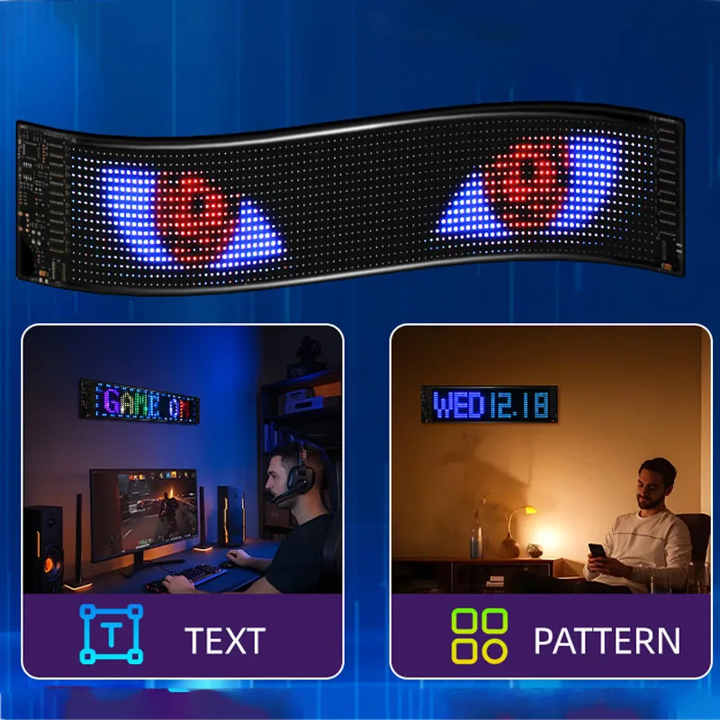 LED شاشة مرنة علامة السيارة لعيون الشاحنة RGB LED مصفوفة بكسل لوحة سيارة تسجيل الرسوم المتحركة التحكم عن بعد ضوء العرض المرن