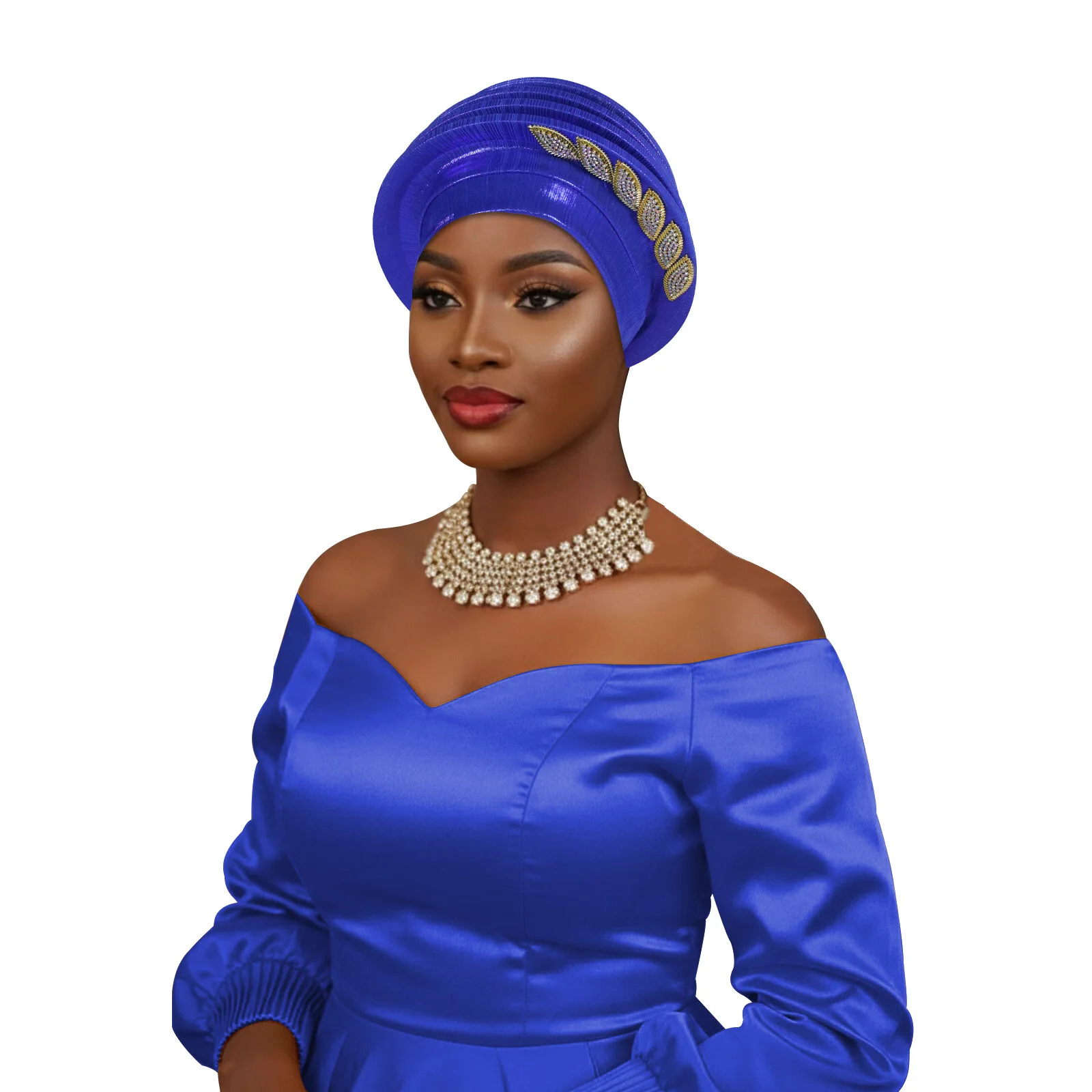 Diamonds Spiral Beret Turban Cap African Headtie Nigerian Wedding Gele Female Head Wraps Party Headgear Hijab Hat Already Made