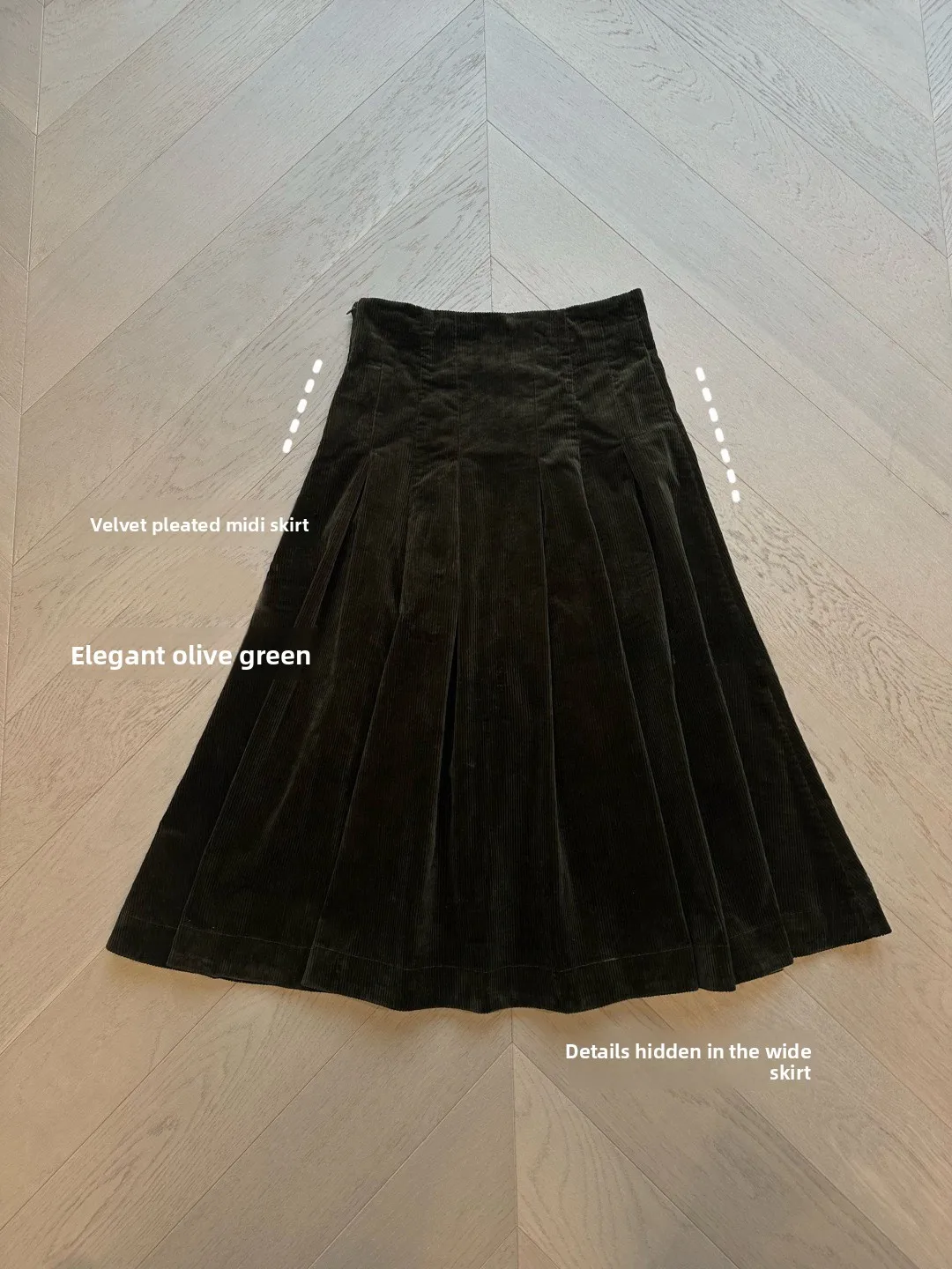 

Chic Corduroy Pleated Skirt High Waist A-Line Silhouette Warm Winter Fashionable Women's Skirt Korean Style T51178