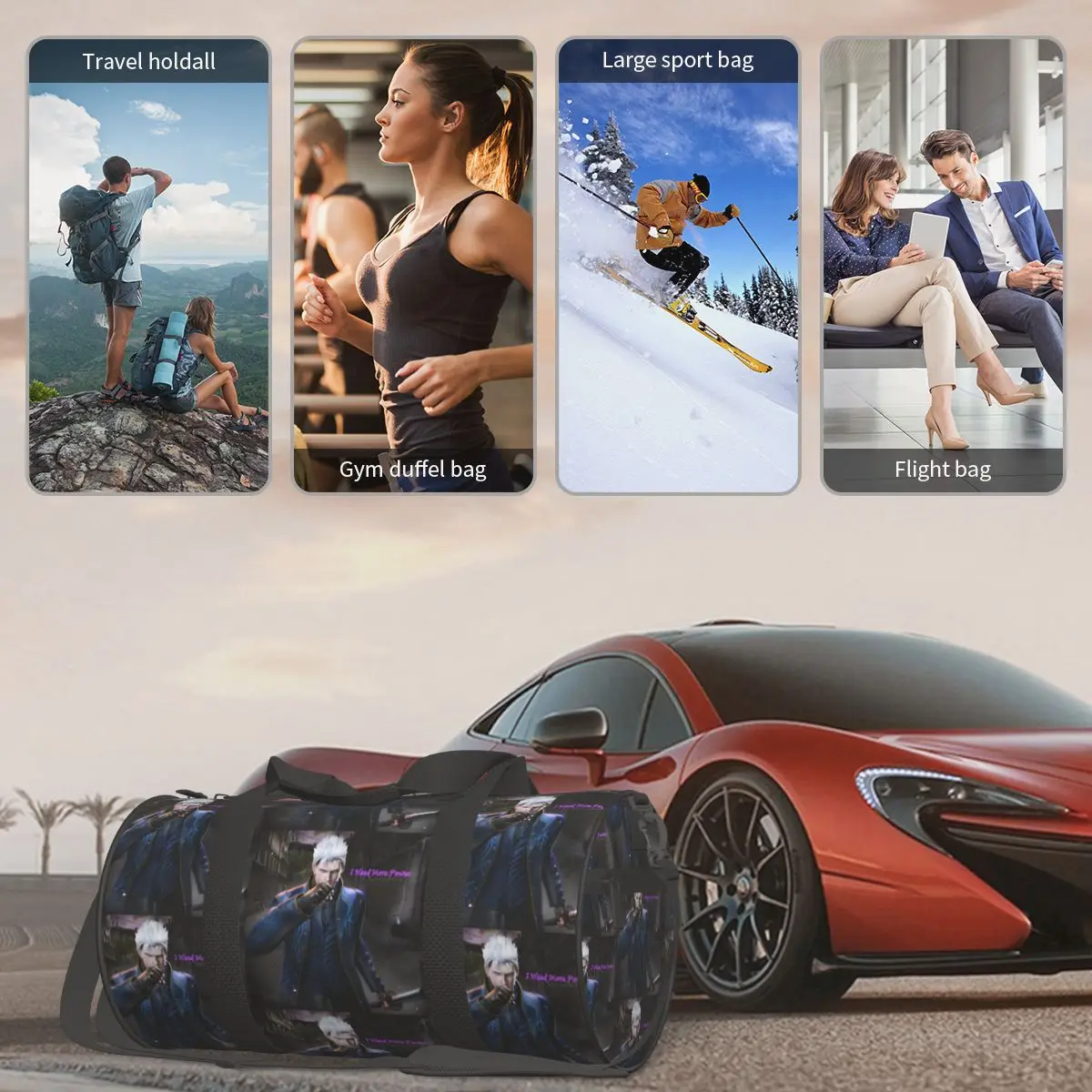 Vergil From The Devil May Cry Series حقيبة رياضية كبيرة واق من المطر متعددة الوظائف حقائب سفر واق من المطر حقائب اليد حقيبة اللياقة البدنية #6