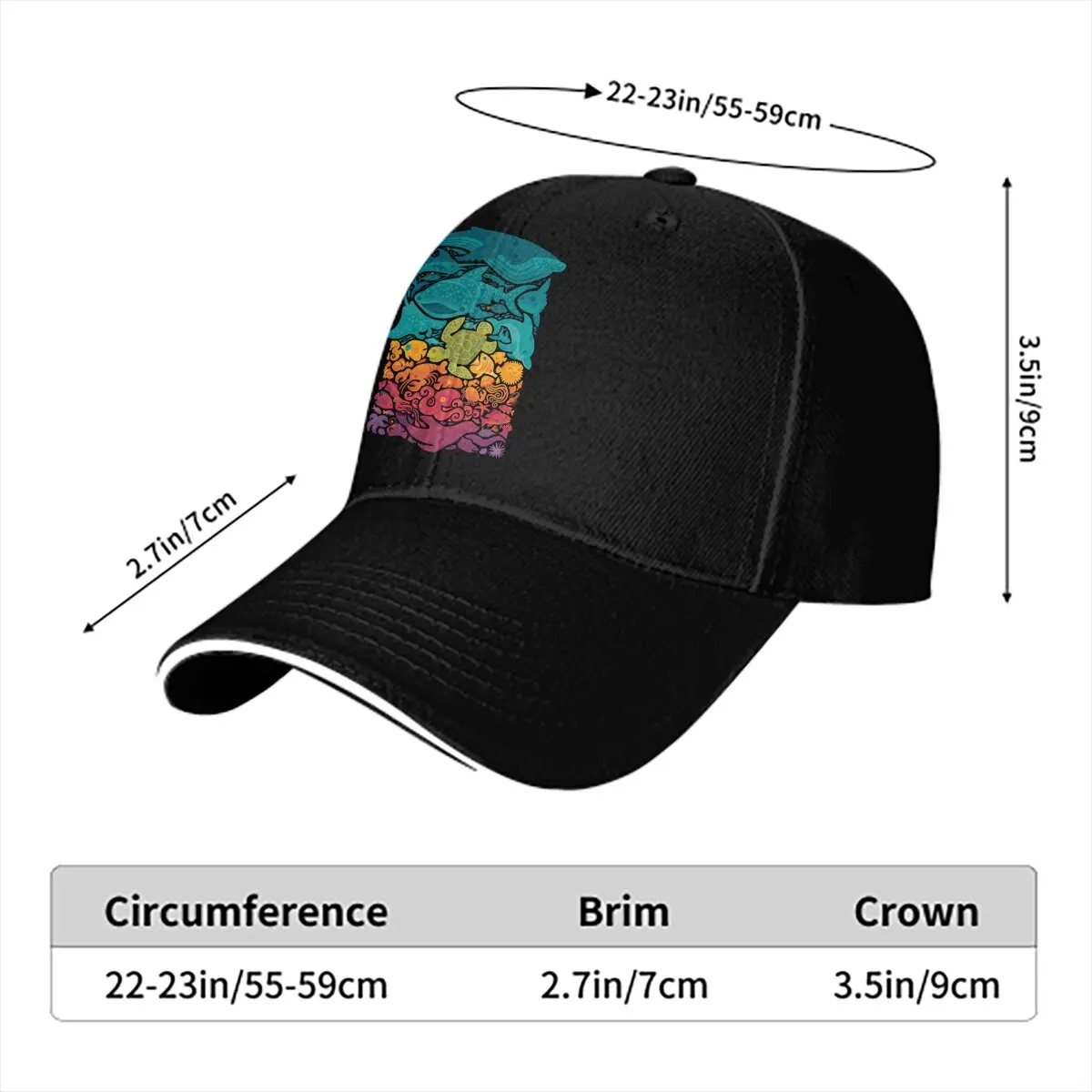 Aquatic Spectrum Animal One Hundred Fish Multicolor Hat Peaked Women's Cap Personalized Visor Protection Hats