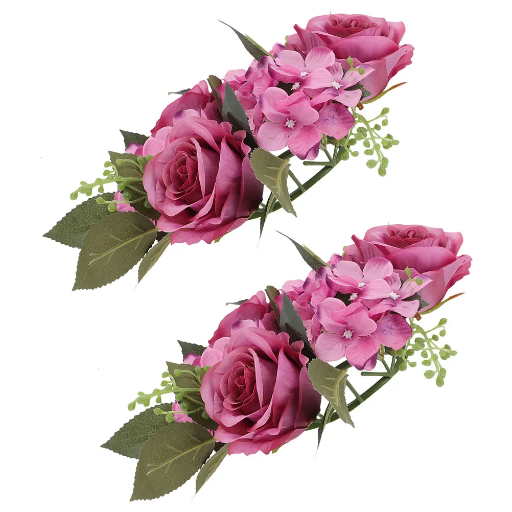 

2 Pcs Simulated Flower Holder Rustic Decorative Wreaths Artificial Rose Wedding Table Centerpiece Spring Thanksgiving