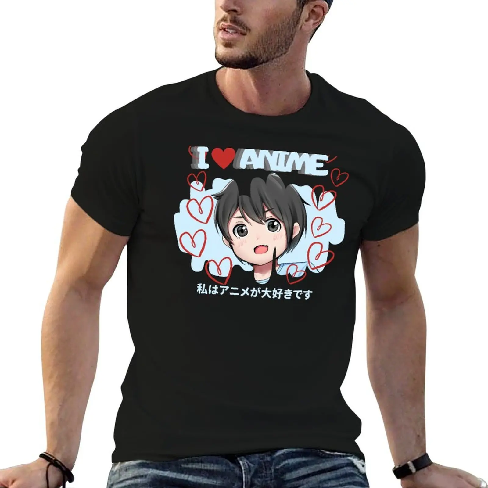 I love anime, animelover, anime boy. T-Shirt t shirt custom print t shirt man cotton t shirts for man slim fit T-shirt