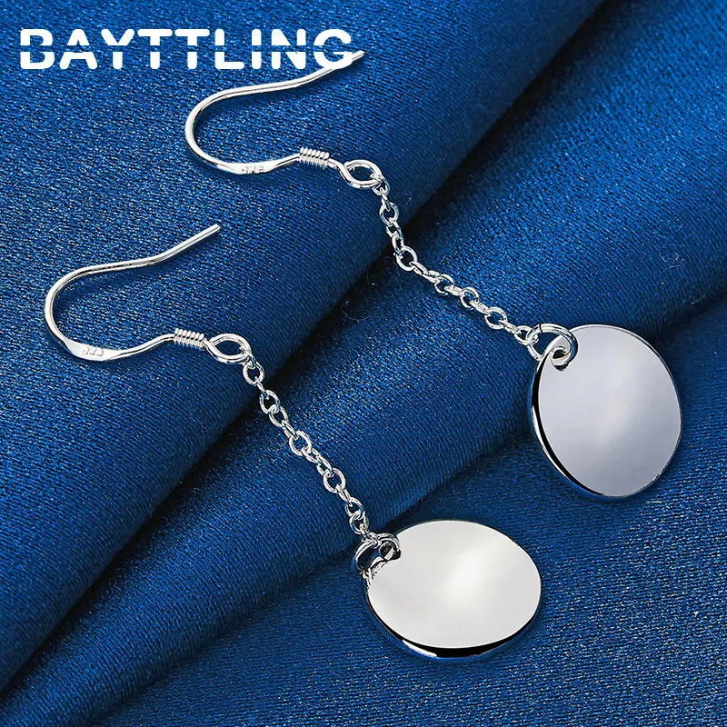 Fashion Women's 925 Sterling Silver Earrings Simple Glossy Round Jewelry Charm Wedding Party Favors Accessories