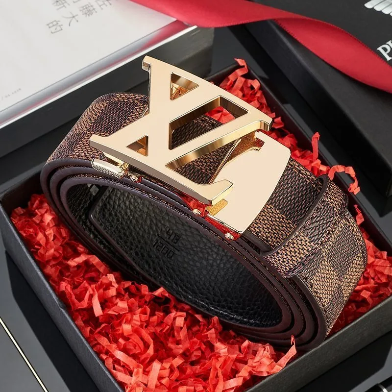 

Мужской элегантный ремень с автоматической пряжкой — из искусственной кожи с текстурированным квадратным узором, черный, простой и стильный дизайн для повседневной одежды