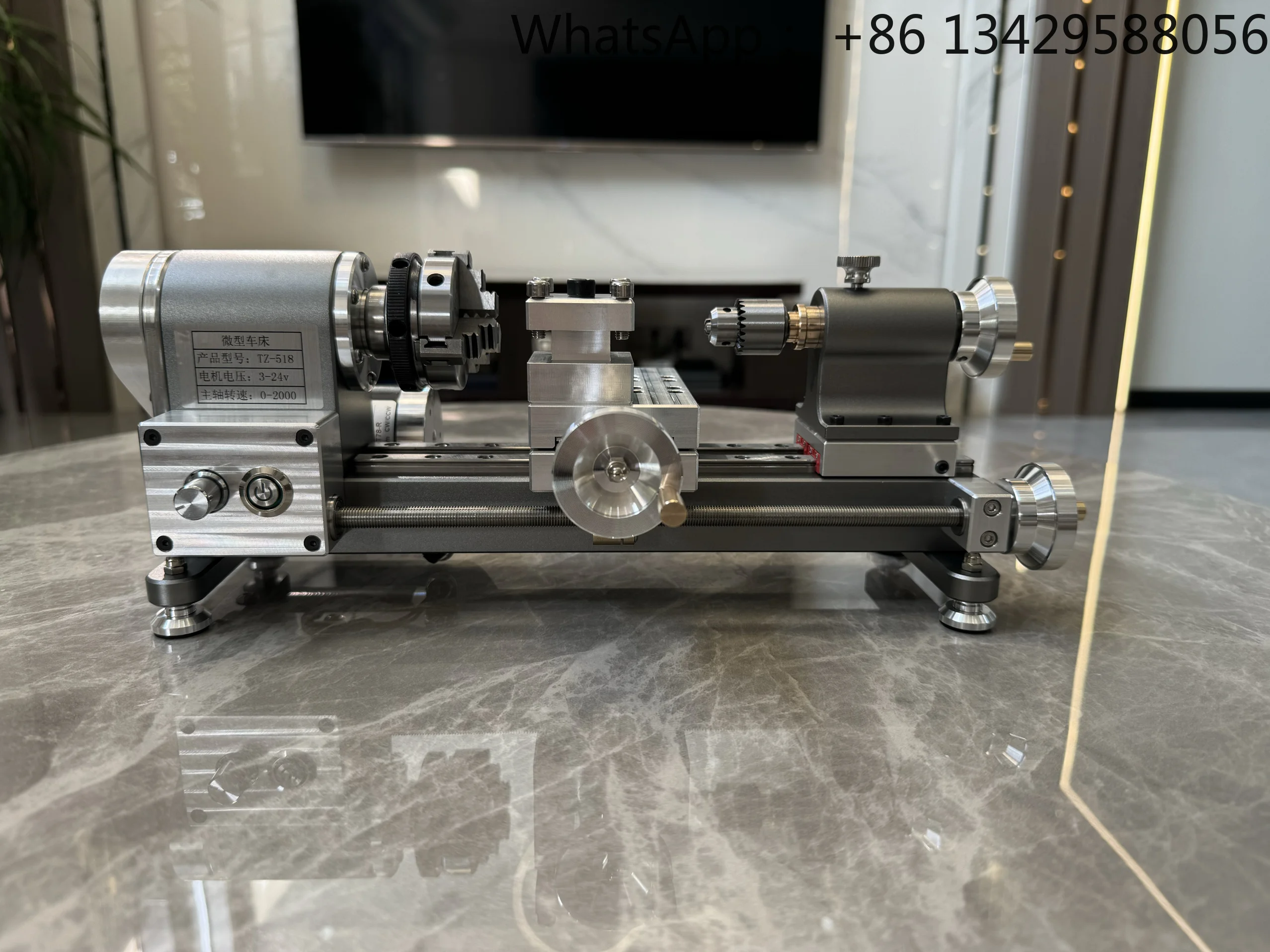 DIY Mini Desktop Lathe - 3 - 33mm Clamping, Turns Stainless Steel/Aluminum/Iron/Copper, 10mm Through Hole, Ideal for Hobbyists