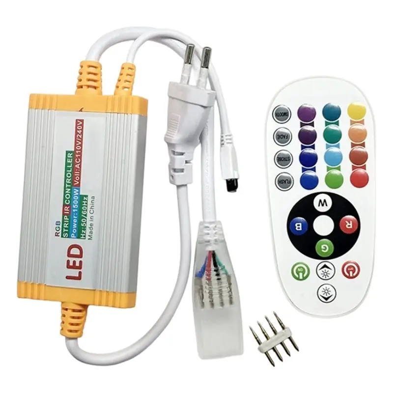 DTEN-For 5050 2835 LED Strip Power Compatible 1500W RGB Controller IP68 Waterproof Neon Light With 24 Keys IR Remote Control EU-