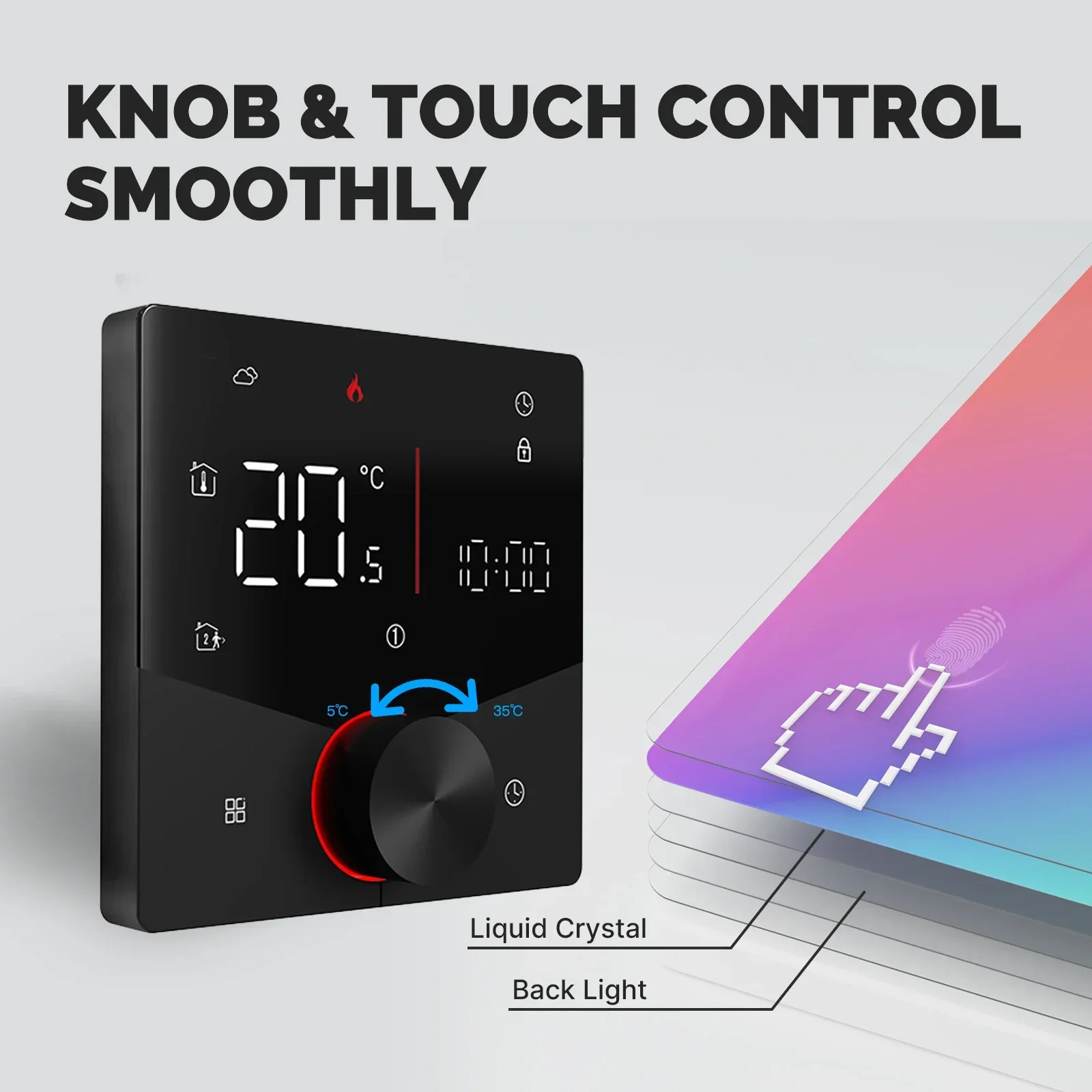 MOES WiFi Manopola di riscaldamento intelligente Termostato Display LCD Touch Screen Regolatore di temperatura per riscaldamento elettrico caldaia a