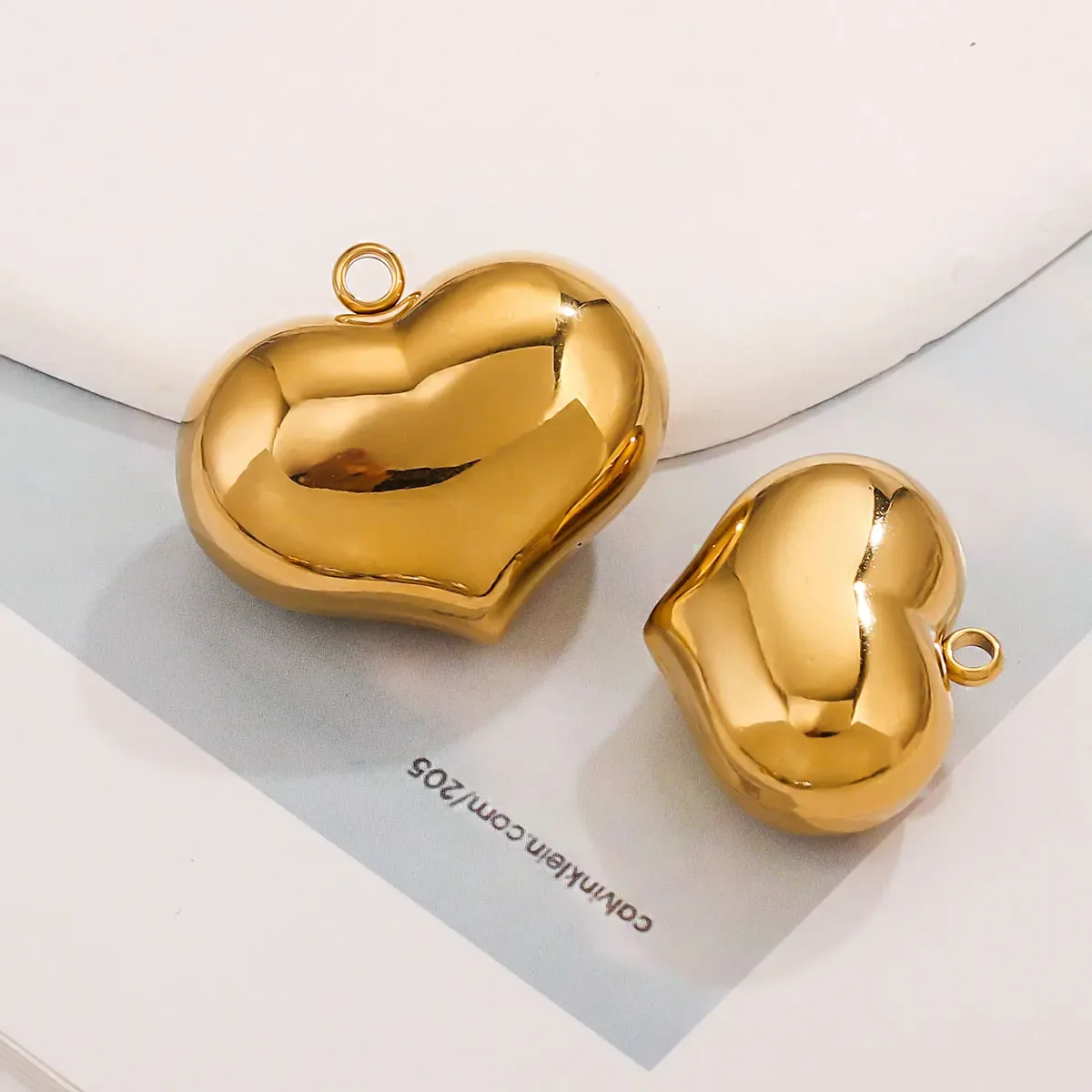 2pcs Stainless Steel Polished Fat Big Peach Heart Pendant Love DIY Connector Pendant Earrings Necklace Jewelry Making Supplies
