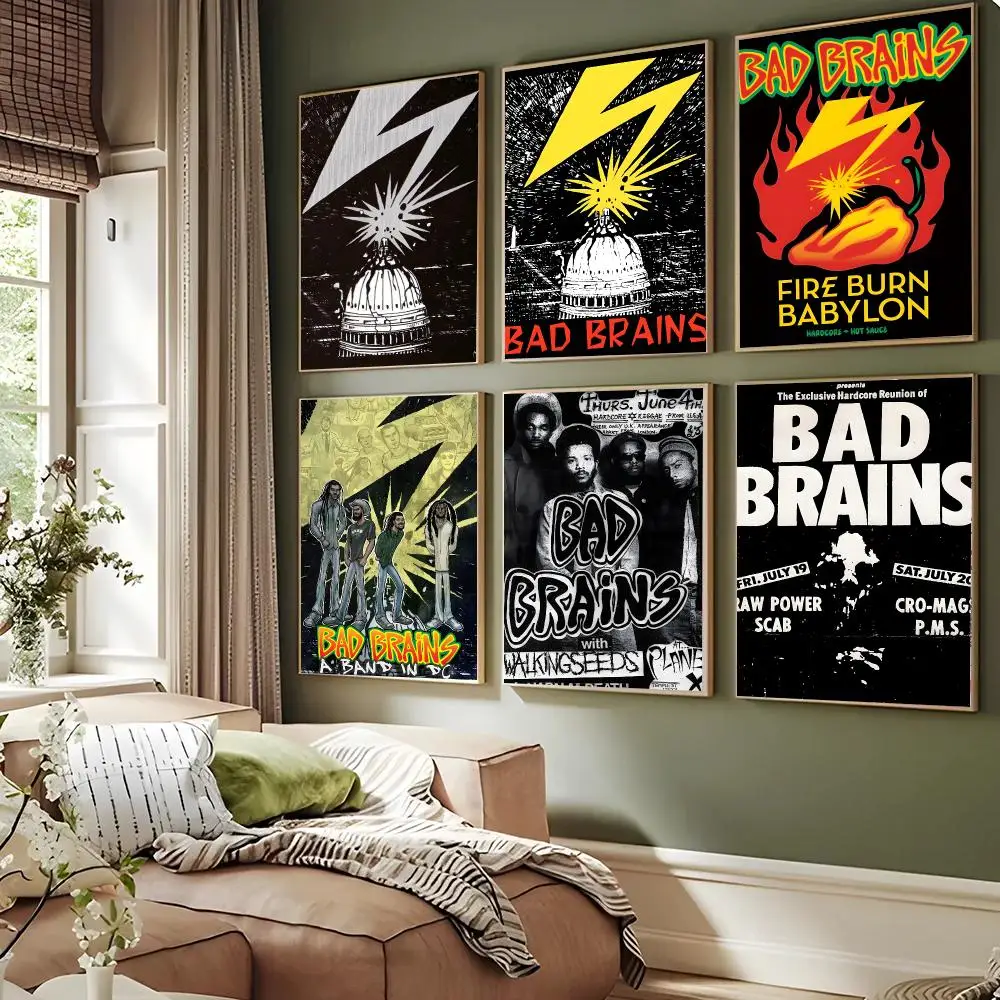 Band Bad Brains Hardcore Punk Reggae Poster Waterproof Sticky Wall Art Print For Bedroom Living Room Hallway Bar Home Decor