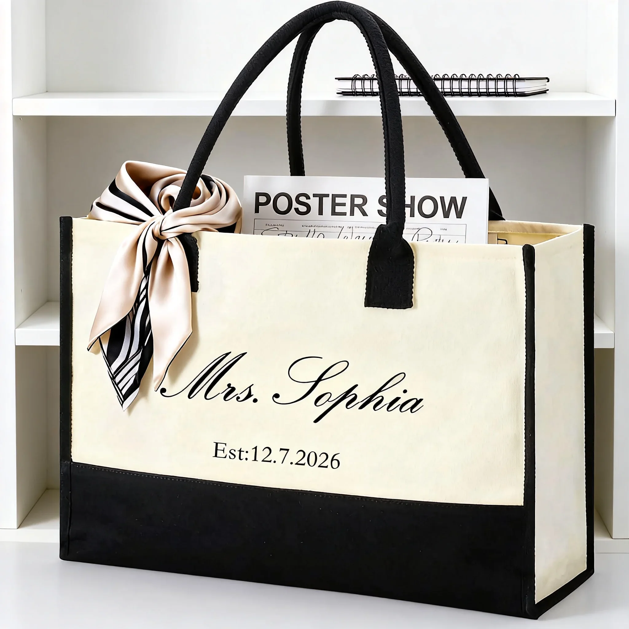 Personalized Name and Date Mrs Canvas Tote Bag Bridal Shower Gift Wedding Bachelorette Party Supplies  Tote Bag for Bridal Party