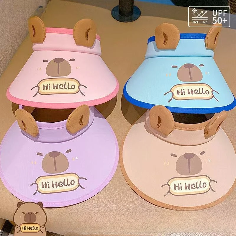 

MINISO Детская шапка, новый стиль, воздушный цилиндр с рисунком Капибалы для мальчиков и девочек, летняя УФ-защитная шляпа от солнца, солнцезащитная шляпа
