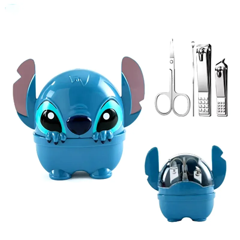 Kawaii Disney Stitch 7 Piece Set Nail Clippers Cartoon Anime Portable Stainless Steel Nail Clipping Nail Clippers Women Men Gift