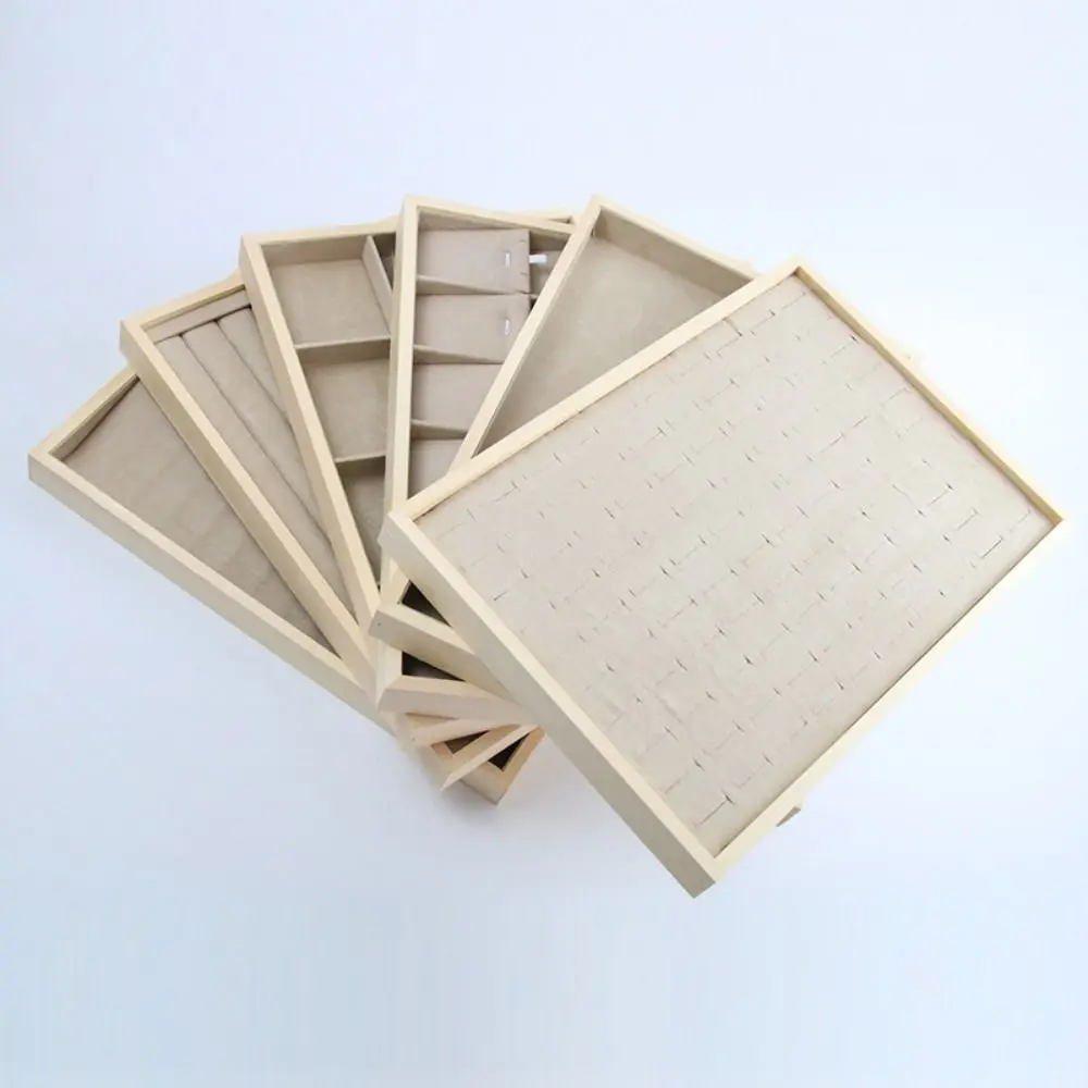 Apricot Jewelry Display Tray Multiple Styles Large Capacity Necklace Stand Prop Microfiber Cloth Space Saving