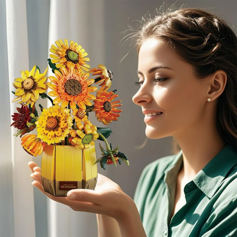 

IN STOCK MOC Creativity 2in1 Sunflower Bouquet Building Blocks Bricks Assembling DIY Children's Toys Christmas Gift Set