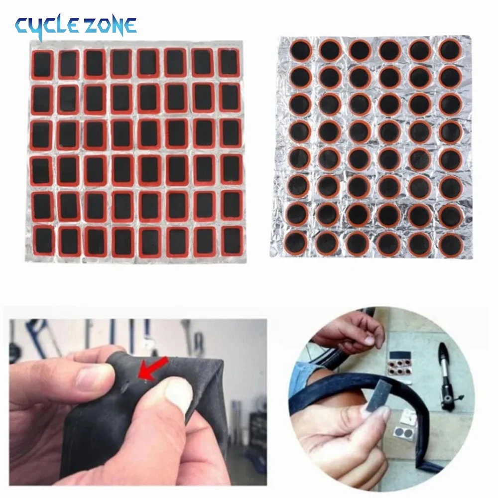 48PCS Bike Tire Patch Bicycle Tyre Tube Puncture Repair Rubber Patches Set Inner Tube Quick Repairing Tyre Protection Patch Tool