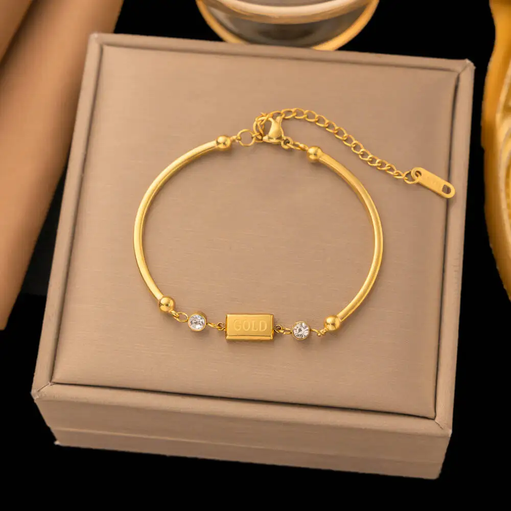 18K Gold Plated Stainless Steel Bracelets for Women, Multiple Styles Bracelet, Waterproof Non Tarnish Fashion Wrist Jewelry Gift