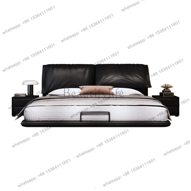 Elephant ear bed 2m x 2m 2 master bedroom minimalist light luxury leather modern minimalist soft bag suspension bed