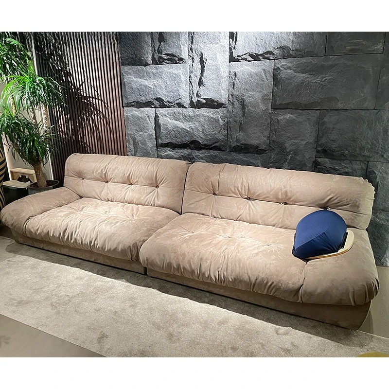 A Minimal cream wind cloud sofa, down fabric sofa