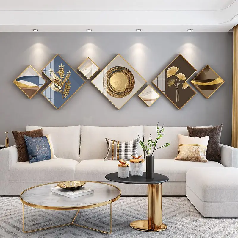 270X73cm Aluminum Alloy Frame Glass Gallery Hanging Paintings Wall Decoration Living Room TV Sofa Background Crystal Wall Decor