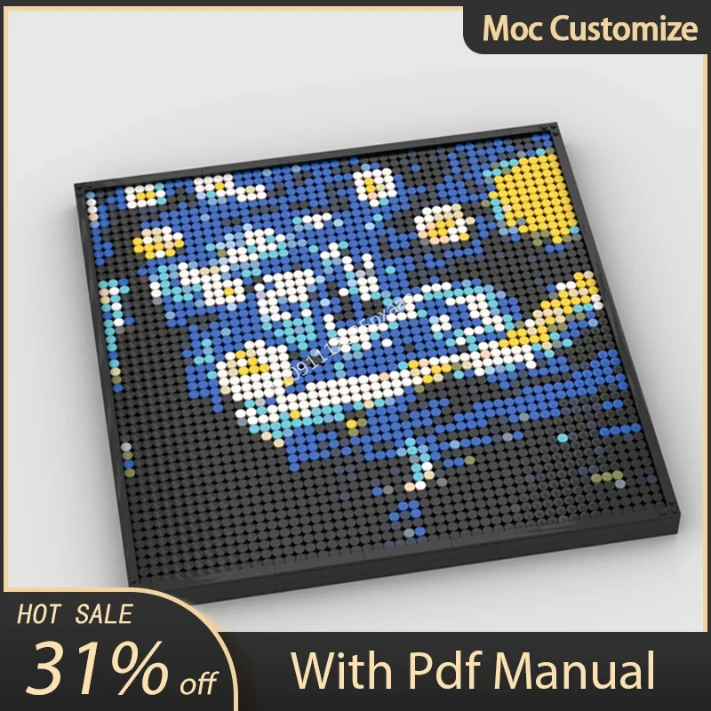 

2711pcs Moc Creative Vincent Van Gogh Starry Night Art Photo Building Blocks Assembly Bricks Toys Kids Christmas Education Gifts