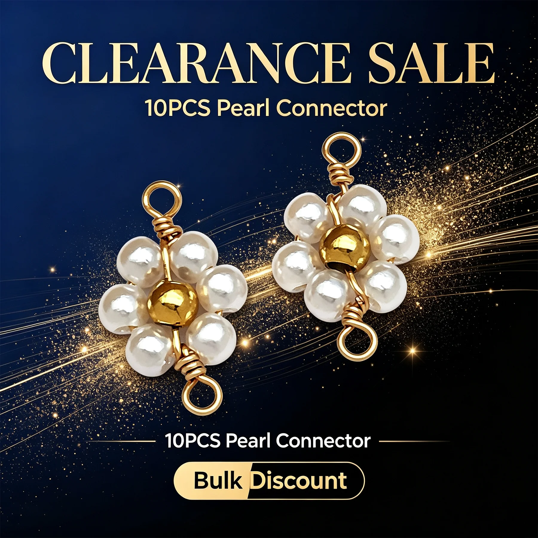 Factory Clearance 10pcs Imitation Pearl Flower Connector Charms Gold Wire Wrapped DIY Jewelry Making Accessories for Bracelet