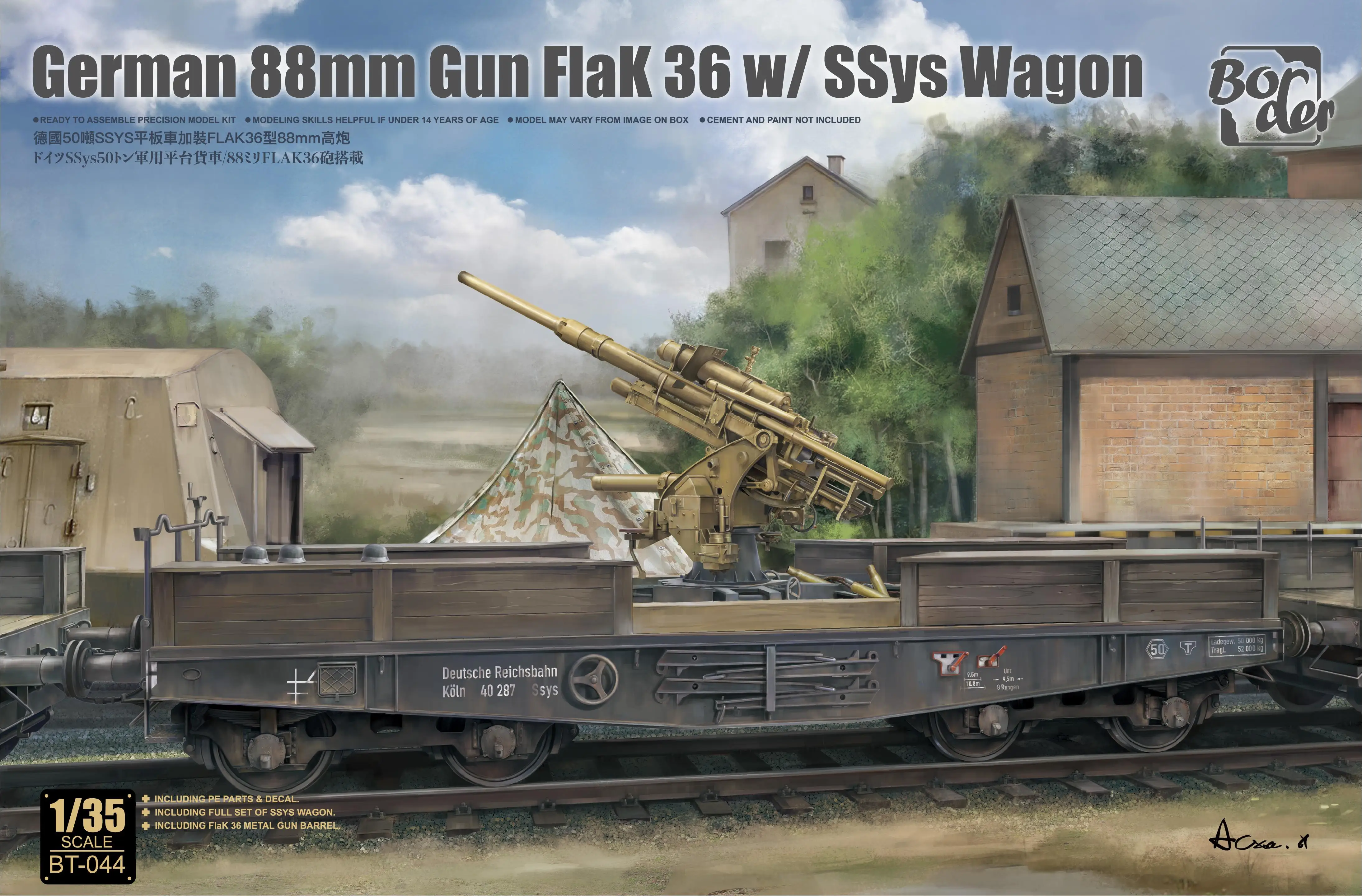 

Border BT-044 1/35 German 88mm Gun Flak 36 W/SSys Wagon Model Kit