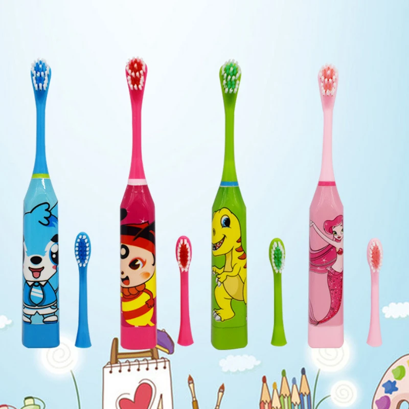 Ultrasonic Acoustic Wave Electric Toothbrush Cartoon Mermaid Electric Toothbrush for Children Kids with Replace Toothbrush Heads