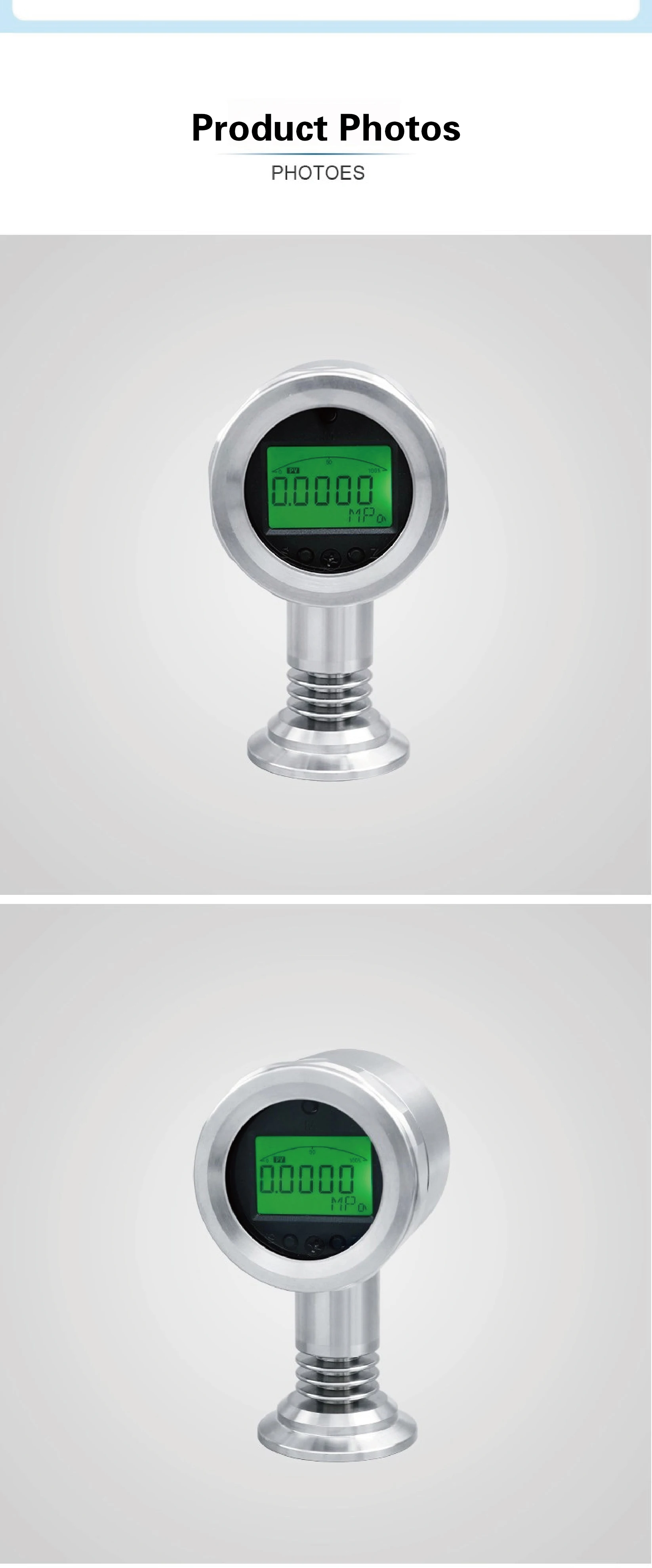 Sanitary Diaphragm Pressure Transmitter 50.5 Clamp -100kPa~10MPa -40~200℃ 4-20mA/RS485 for Liquid Level